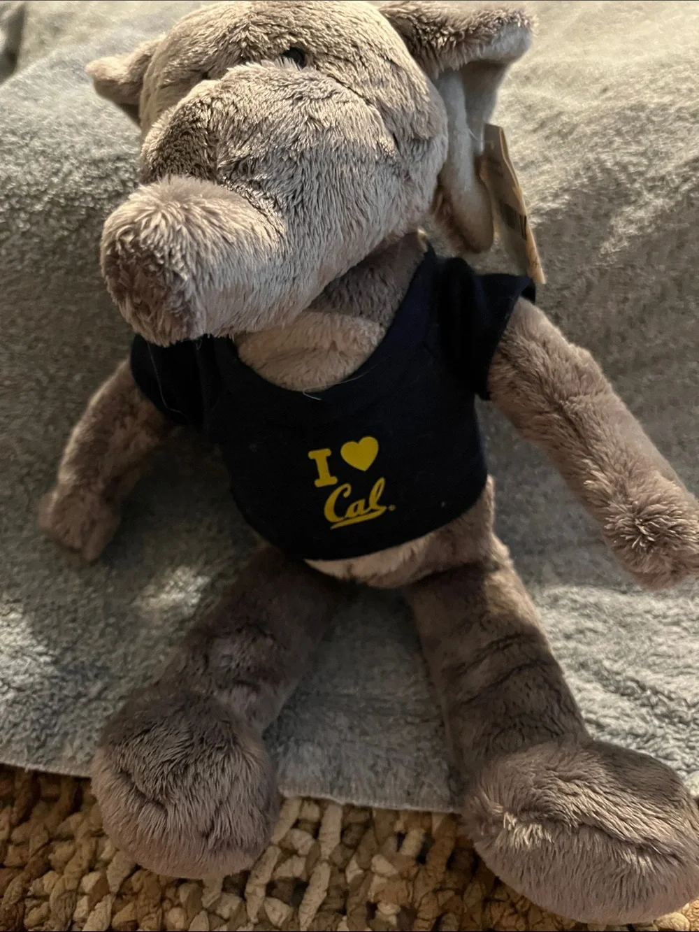 NWT I ♥ Cal Grey Plush Elephant with Navy T‑Shirt